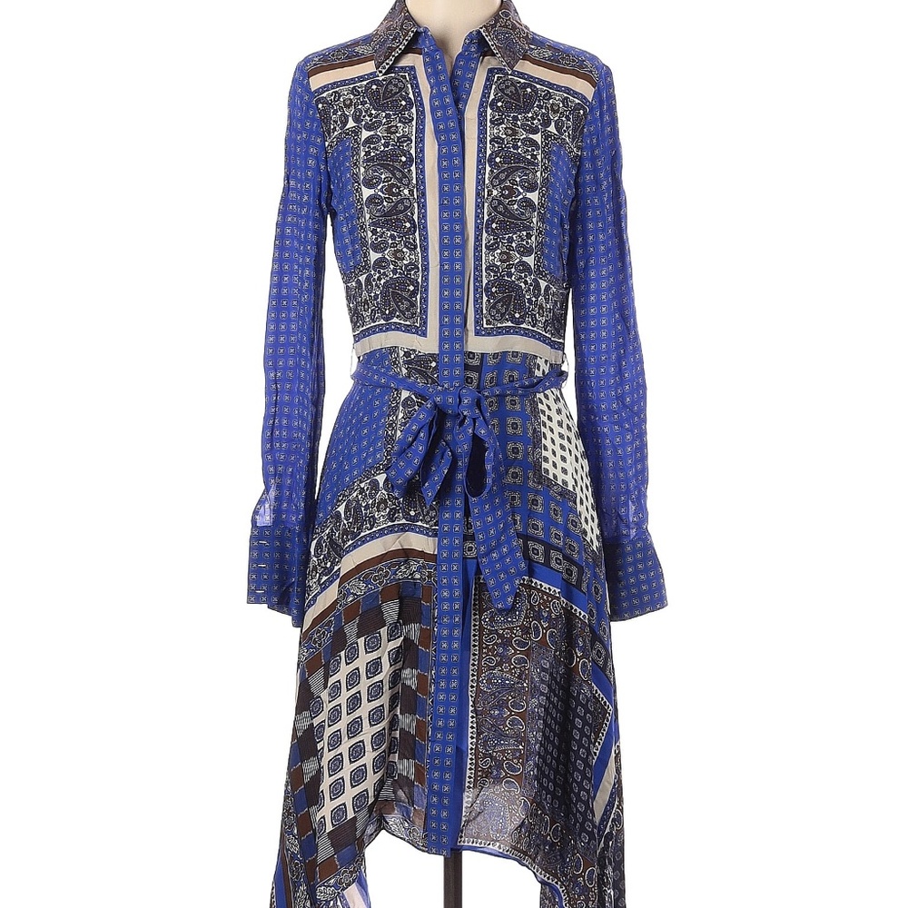 Elie Tahari Roxanne blue handkerchief dress